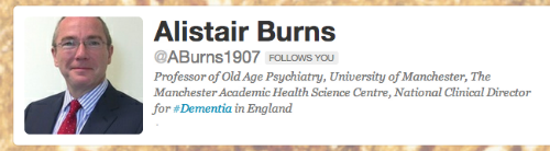 Alistair Burns twitter profile