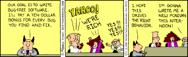 Dilbert cartoon depicting joke about user testing