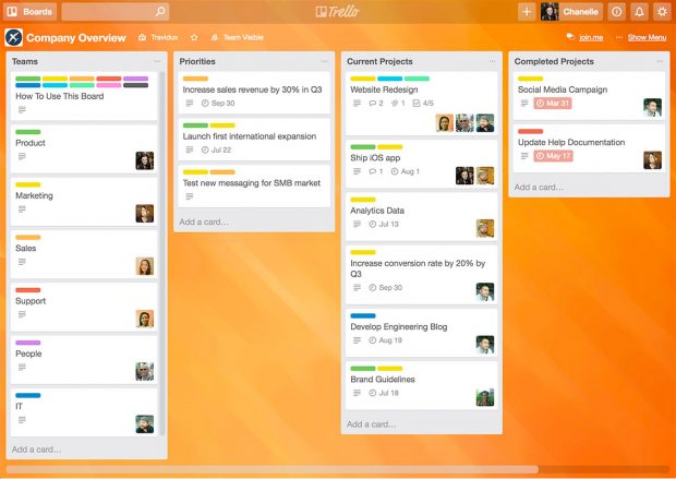 Trello example screenshot