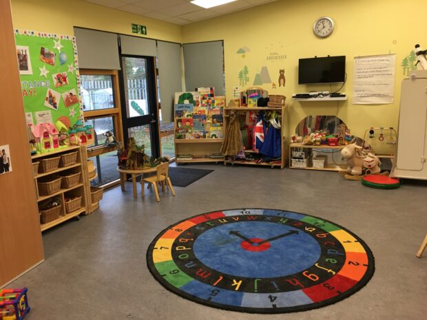 A children's centre with toys and a mat