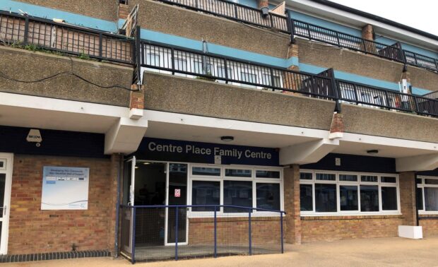 A building with "Centre Place Family Centre" on a sign outside